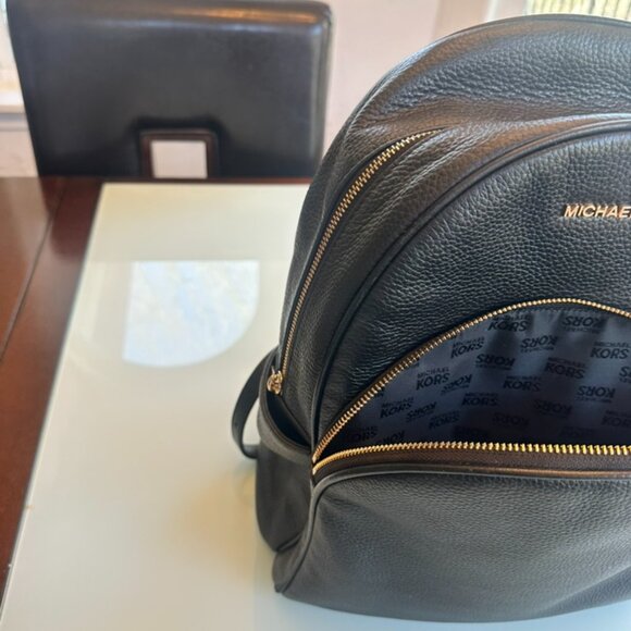 Michael Kors Large Backpack, Black Pebble Leather w/ gold accent main image 6